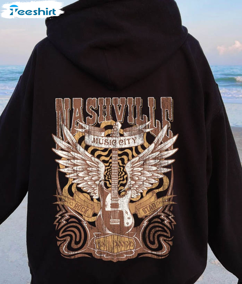Nashville Music City Shirt, Tennessee Guitar Unisex T-shirt Long Sleeve
