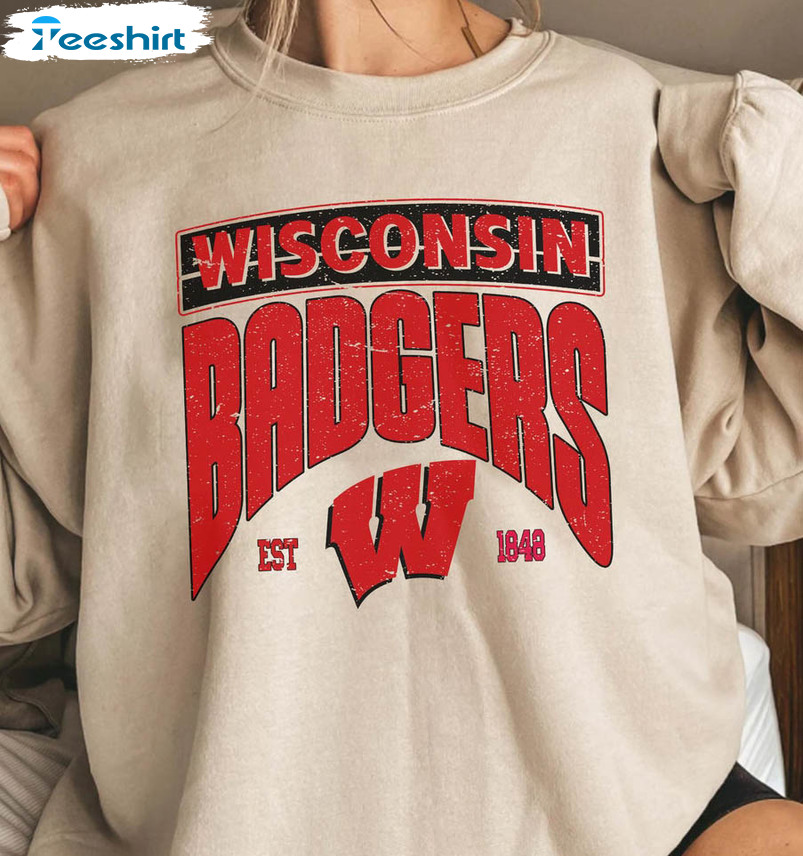 Wisconsin Badgers Est 1848 Shirt, University Of Wisconsin Short Sleeve Crewneck