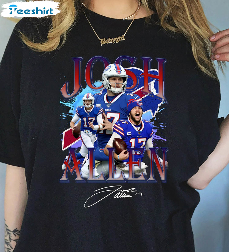 Josh Allen Shirt, Retro Football Unisex T-shirt Short Sleeve - Reallgraphics