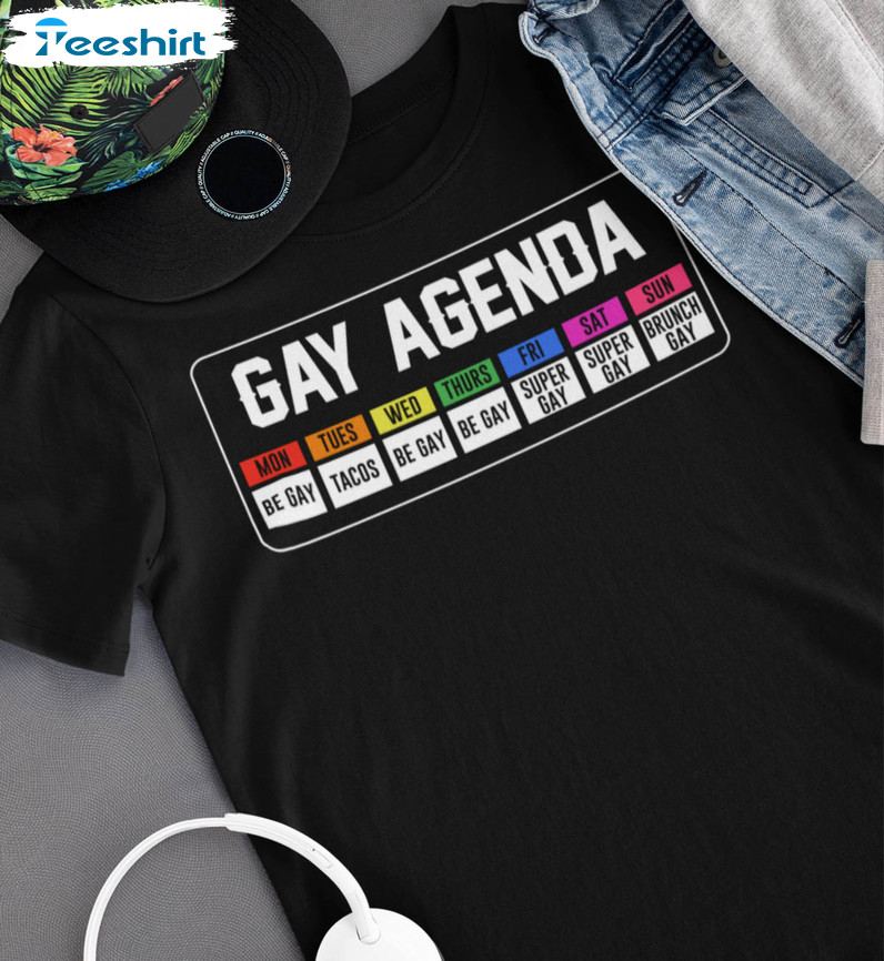 The Gay Agenda Sweatshirt, Funny Rainbow Lgbtq Unisex T-shirt Crewneck