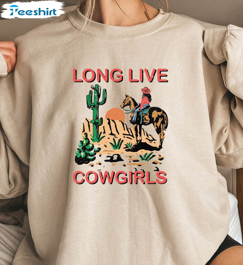 Long Live Cowgirls Sweatshirt, Western Cowgirl Crewneck Short Sleeve