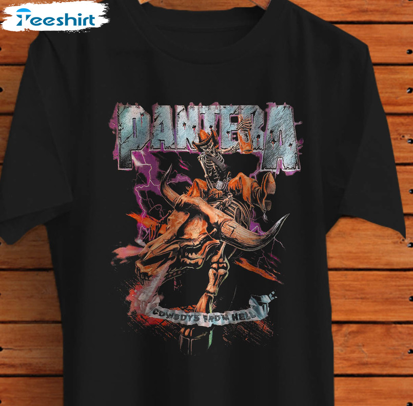 Pantera Official Cowboys Shirt, Cowboys From Hell Riding Skeleton