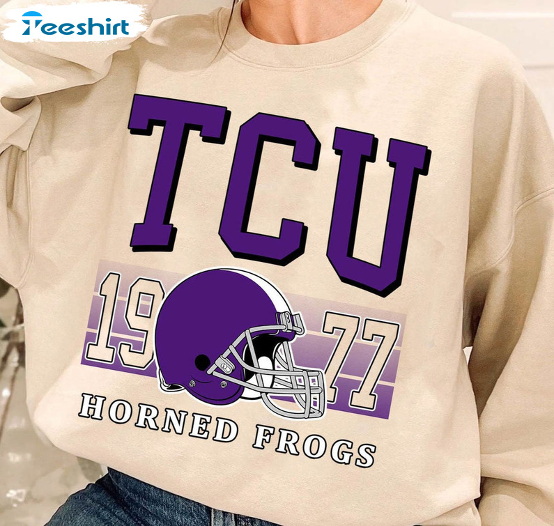 Horned Frogs Trending Shirt, Tcu Football Vintage Crewneck Short Sleeve