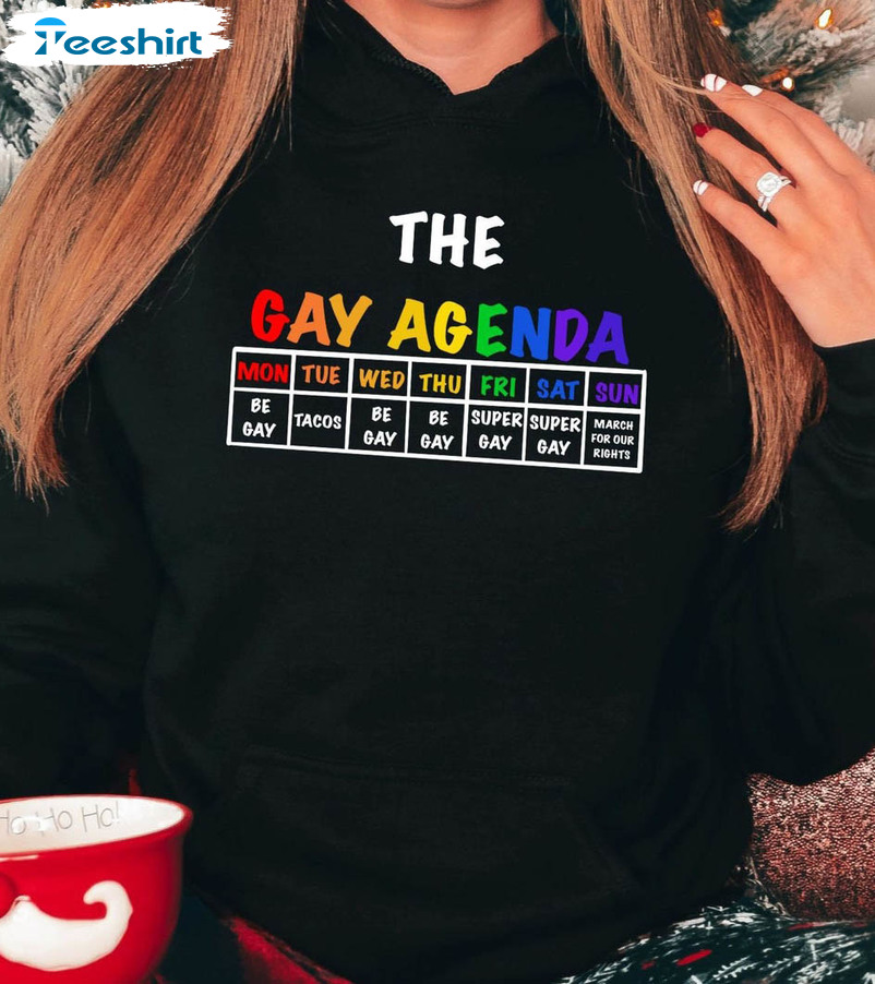 The Gay Agenda Trendy Shirt, Lgbtq Rainbow Unisex T-shirt Tee Tops