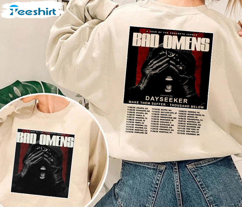 Bad Omens Shirt Sweatshirt Hoodie Bad Omens Tour 2023 Tshirt Bad Omens Tour Merch  Bad Omens Concrete Forever Tour Shirts Wolf Dagger 2023 Concrete Jungle  Tour T Shirt - Laughinks