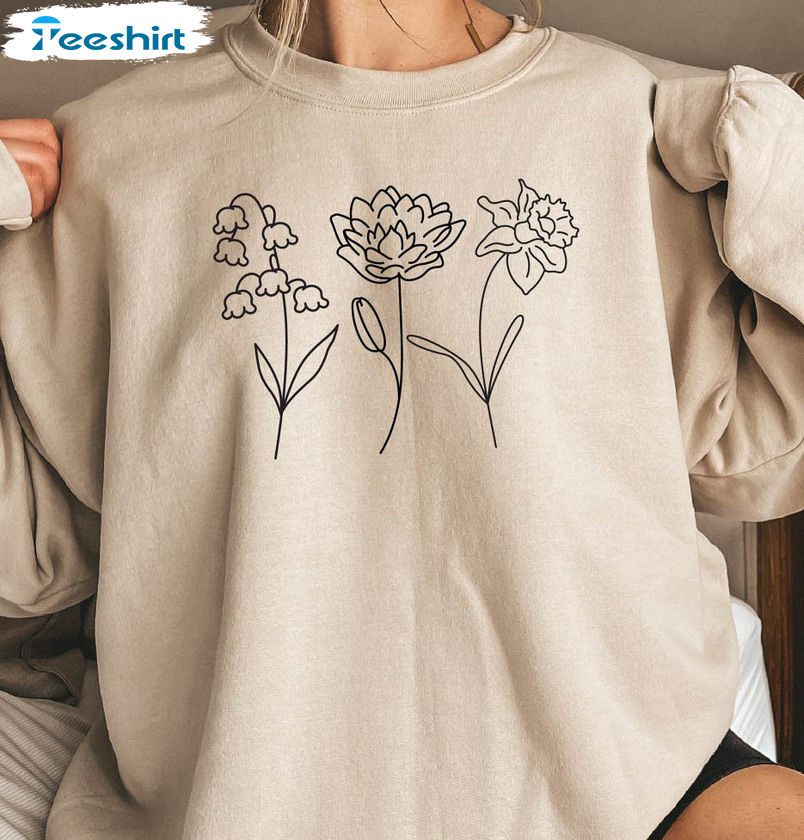 Birth Month Flower Sweatshirt, Trending Unisex Hoodie Crewneck