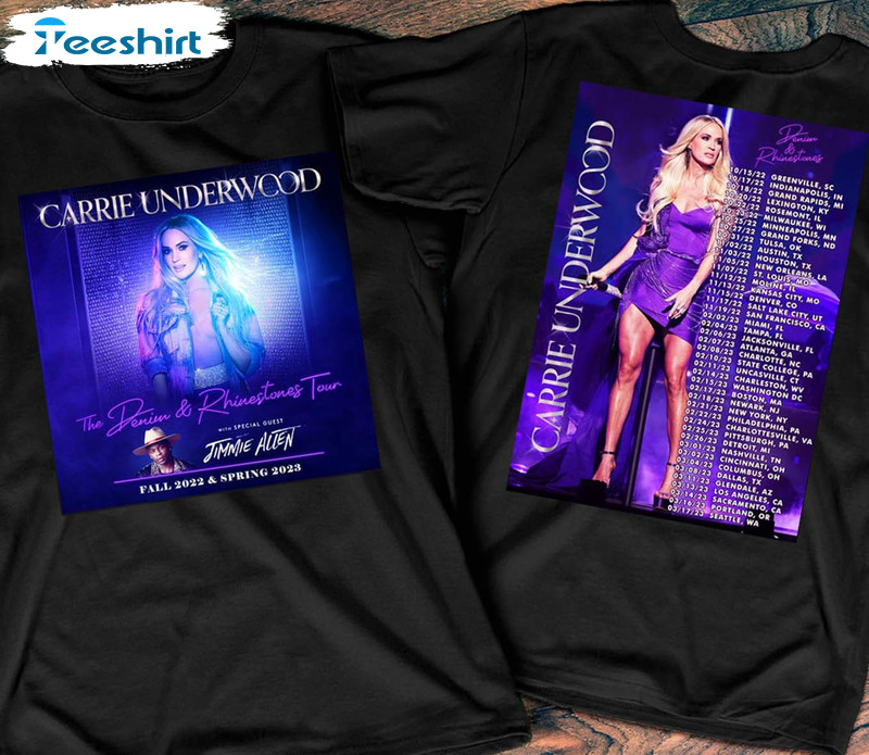 Carrie Underwood Trending Shirt, The Denim Rhinestones Tour 2022 Short Sleeve Sweater