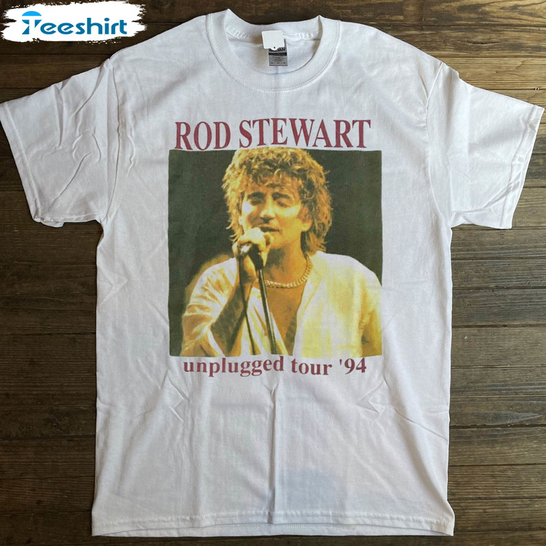 Rod Stewart Shirt, Unplugged And Seated Tour Short Sleeve Tee Tops
