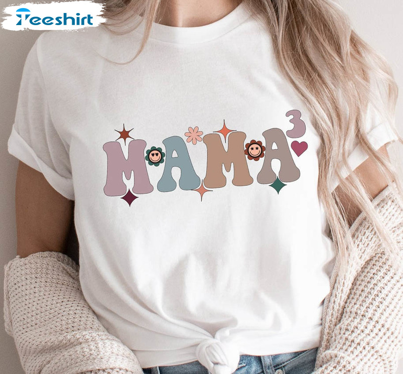 Mom Of Three Shirt, Mothers Day Short Sleeve Tee Tops