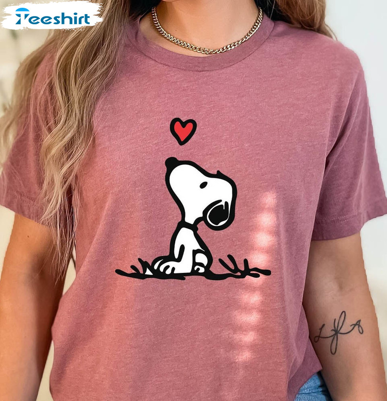Snoopy Valentines Trending Shirt, Snoopy Heart Crewneck Sweater