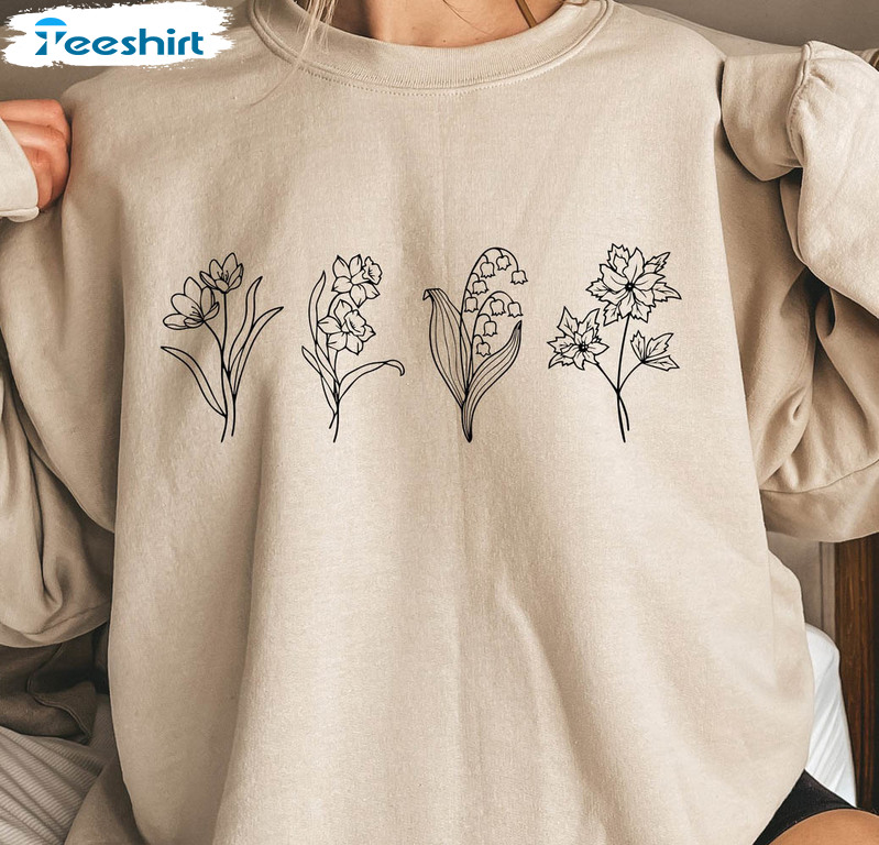 Birth Month Flower Shirt, Vintage Long Sleeve Sweatshirt