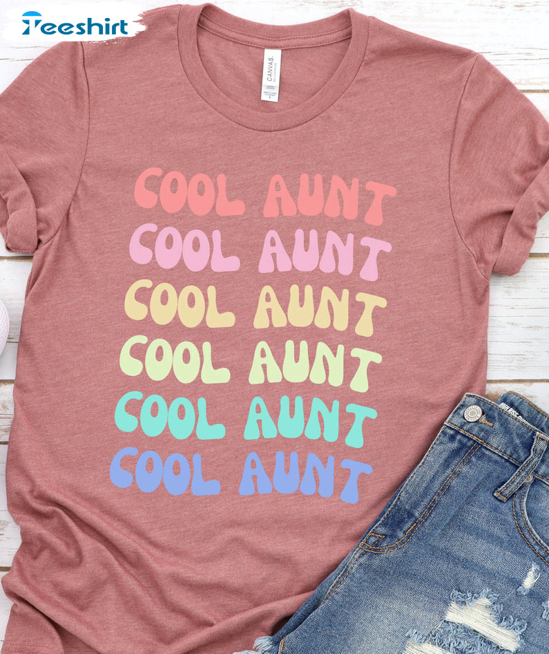 Retro Cool Aunt Club Shirt, New Auntie Short Sleeve Sweater