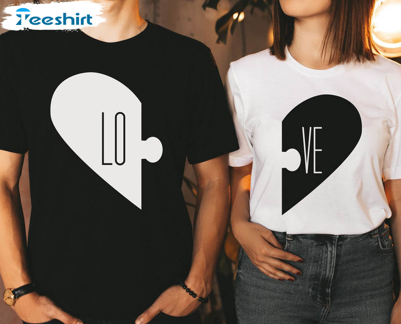 Heart Puzzle Shirt, Love Couple Long Sleeve Sweatshirt