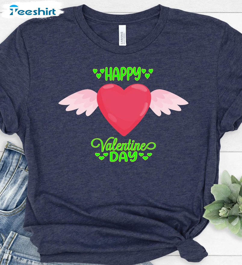 Happy Valentines Day Shirt, Pink Heart Cute Short Sleeve Unisex Hoodie