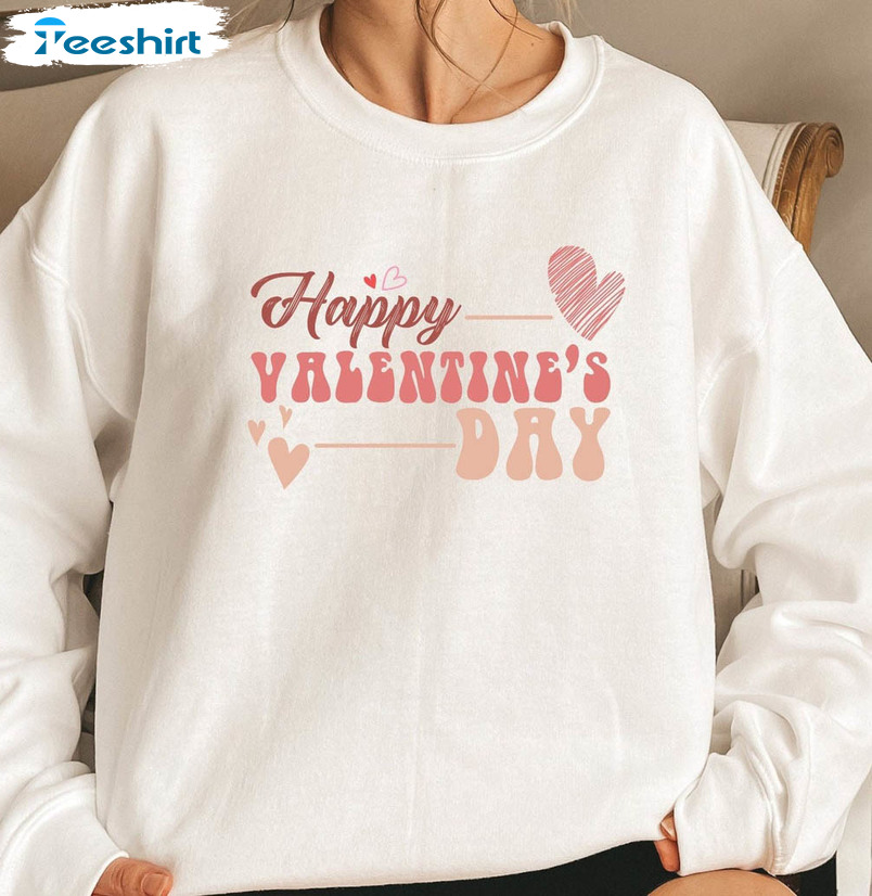 Happy Valentines Day Sweatshirt, Matching Unisex T-shirt Short Sleeve