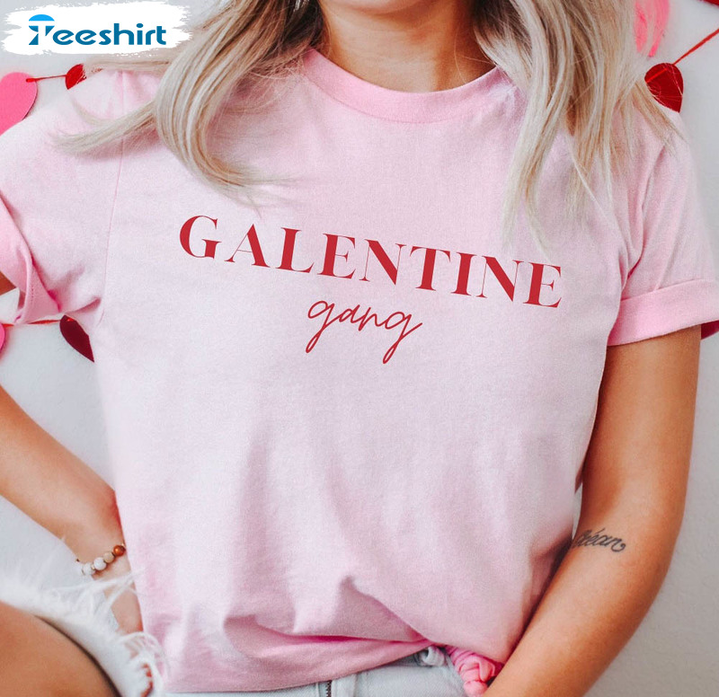 Galentine Gang Vintage Shirt, Valentines Day Long Sleeve Unisex T-shirt