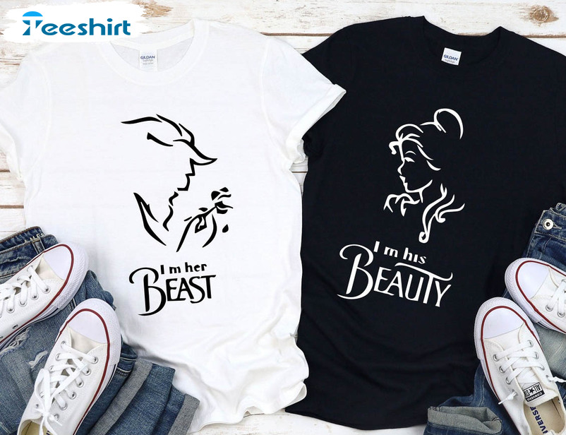 Beauty And Beast Couple Shirt, Valentine Matching Short Sleeve Sweater