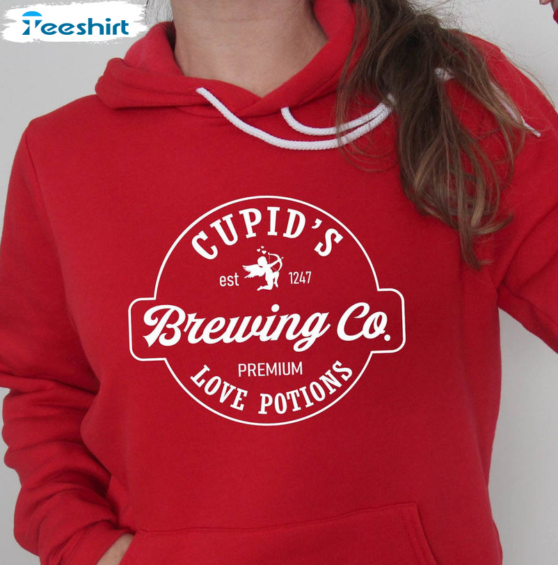 Cupid's Brewing Co Shirt, Love Heart Long Sleeve Sweatshirt