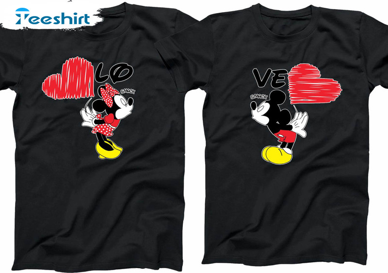 Mickey Minnie Kissing Shirt, Couples Valentine Tee Tops