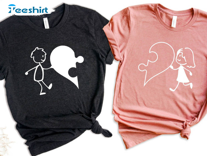 Puzzle Heart Couple Shirt, Matching Unisex T-shirt Long Sleeve