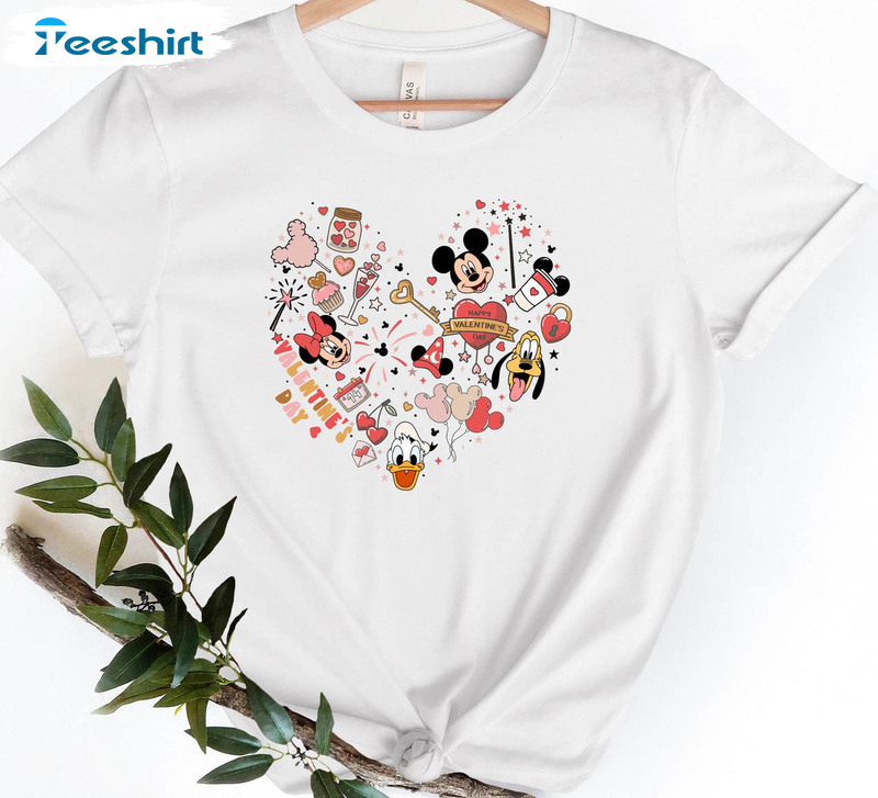 Disney Valentine's Day Shirt, Mickey Amp Minnie Crewneck Unisex T-shirt