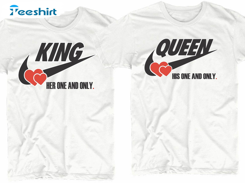 King And Queen Couples Shirt, Valentines Day Short Sleeve Sweater