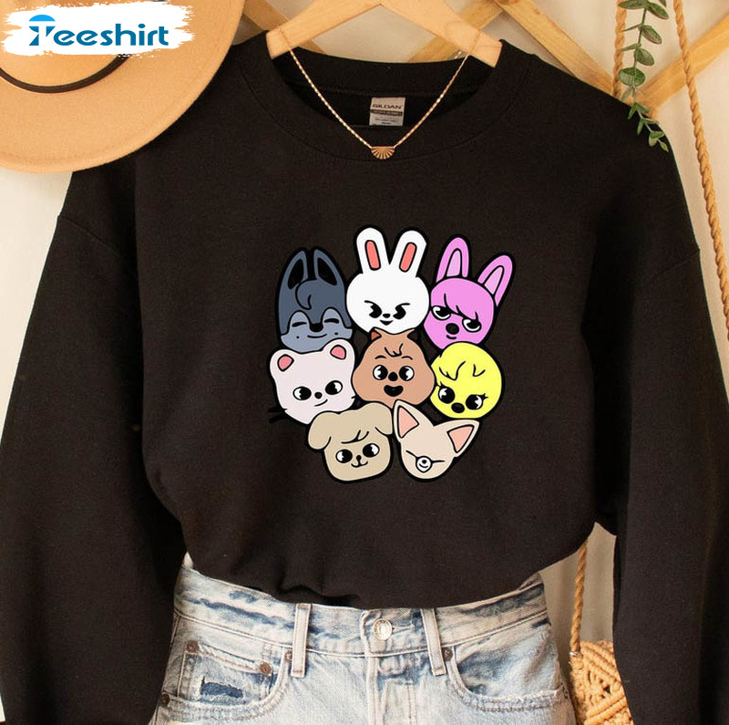 Zoo Characters Sweatshirt, Bang Chan Lee Short Sleeve Crewneck