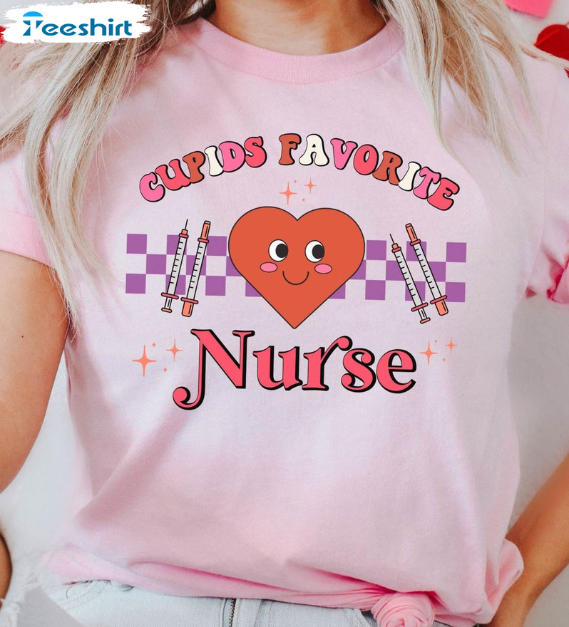 Cupid's Favorite Nurse Shirt, Valentine Unisex T-shirt Short Sleeve