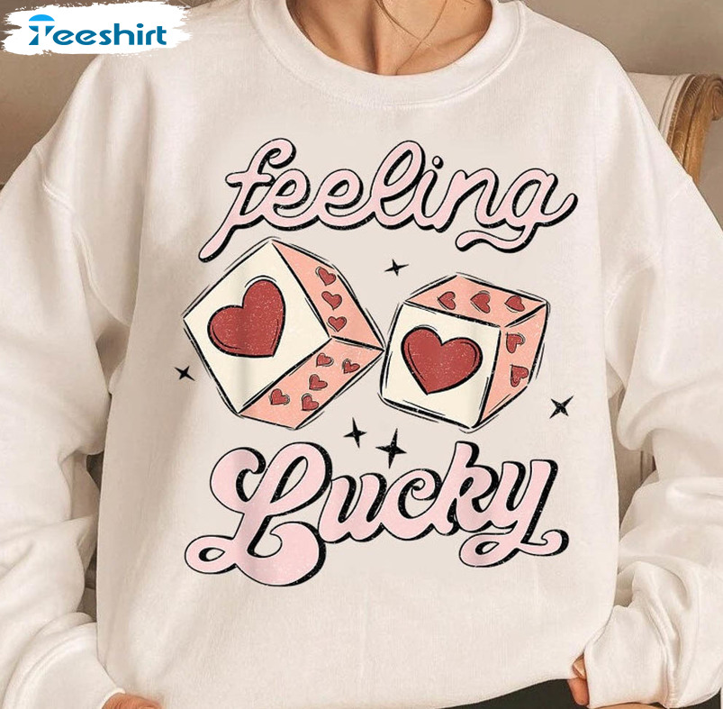 Feeling Valentines Lucky Shirt, Trendy Valentine Short Sleeve Sweater