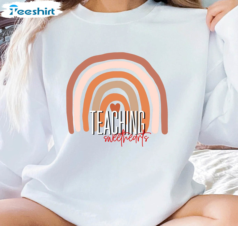 Teaching Sweethearts Shirt, Cute Teacher Valetines Unisex Hoodie Long Sleeve