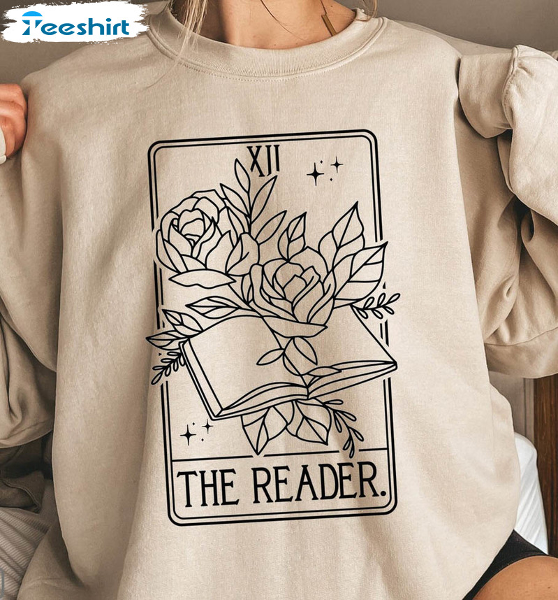 The Reader Tarot Card Sweatshirt, Bookish Short Sleeve Crewneck