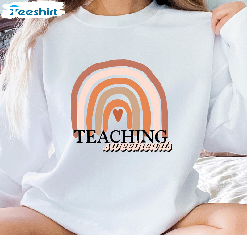 Teaching Sweethearts Valentine Shirt, Vintage Teacher Crewneck Short Sleeve