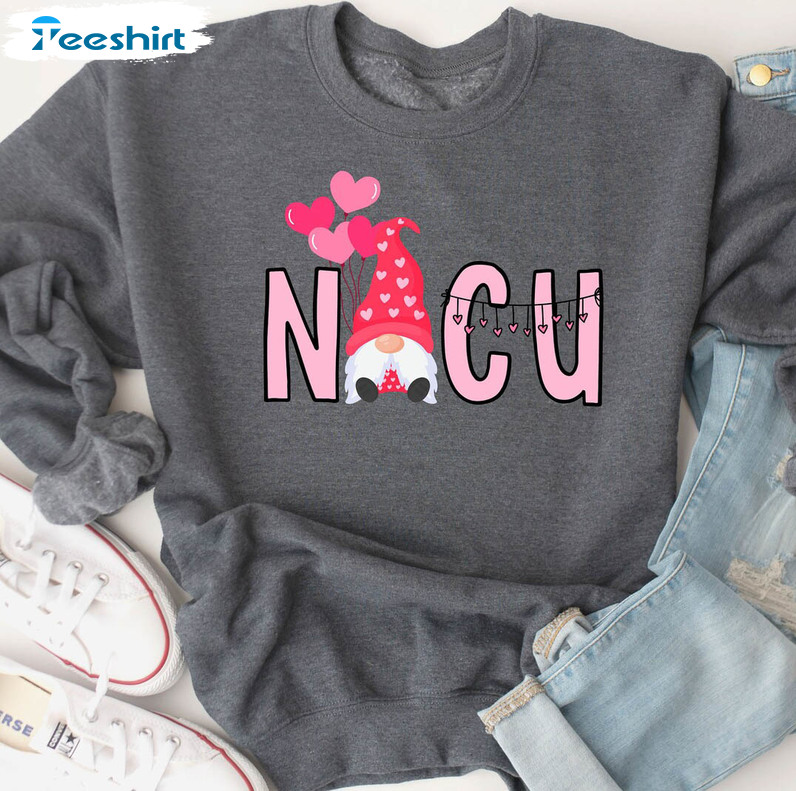 Nicu Valentine Day Shirt, Neonatal Intensive Care Nurse Long Sleeve Unisex Hoodie