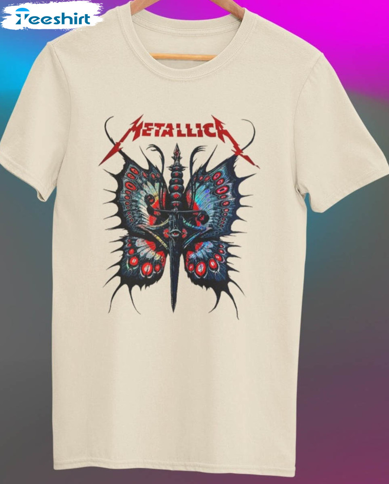 Metallica Rock Band Shirt, Trending Metallica Butterfly Sweatshirt Short Sleeve