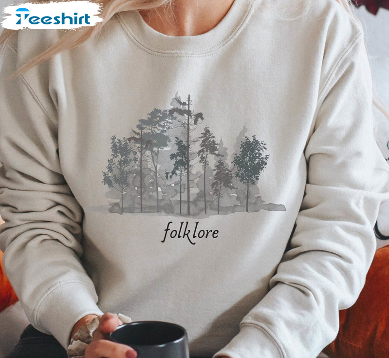 Foggy Forest Sweatshirt, Folklore Vintage Long Sleeve Sweatshirt