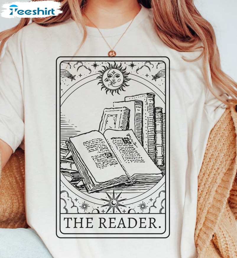Reader Tarot Card Shirt, Book Lover Short Sleeve Sweatshirt
