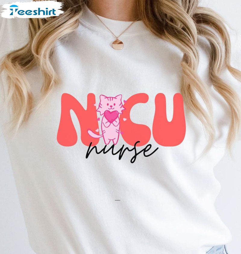 Nicu Nurse Shirt, Cute Nicu Valentine Crewneck Short Sleeve