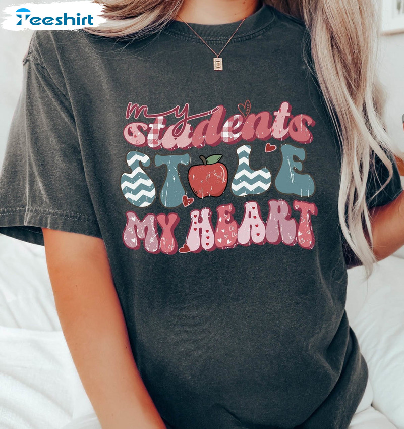 My Student Stole My Heart Shirt, Valentine Vintage Long Sleeve Unisex T-shirt