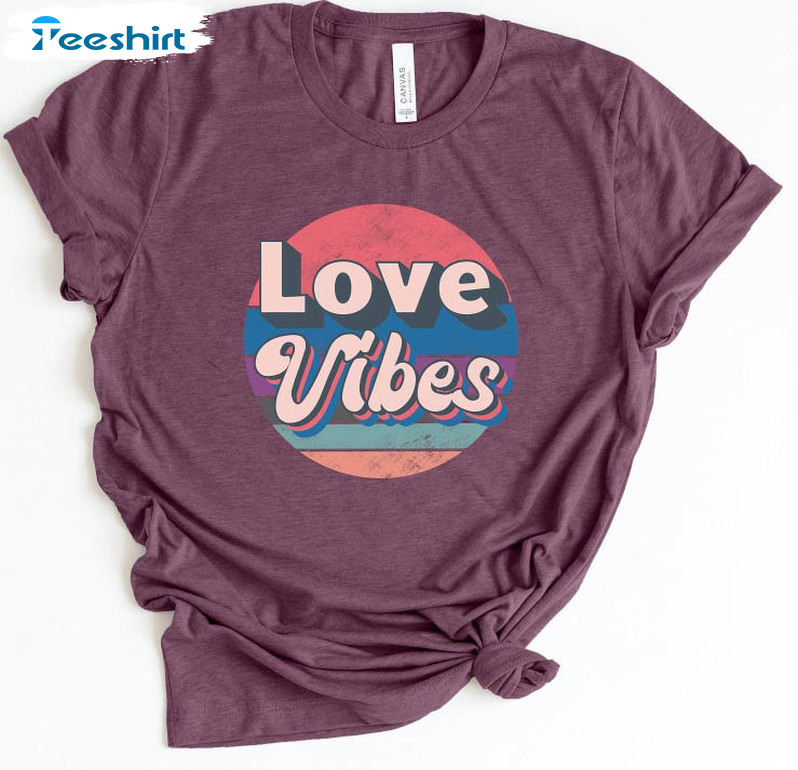 Love Vibes Valentine Shirt, Vintage Long Sleeve Unisex T-shirt