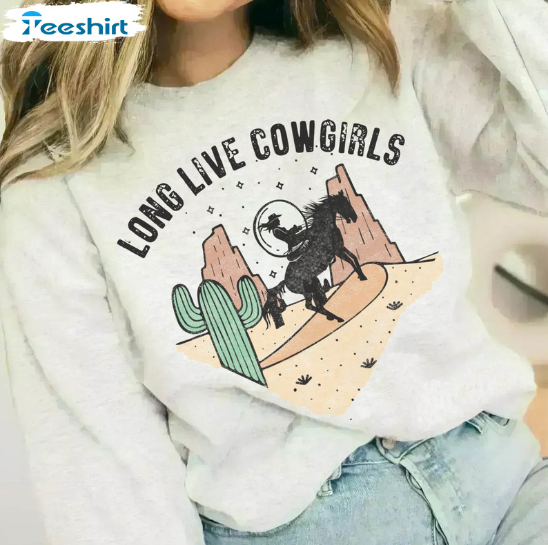 Long Live Cowgirls Shirt, Southwestern Unisex Hoodie Long Sleeve