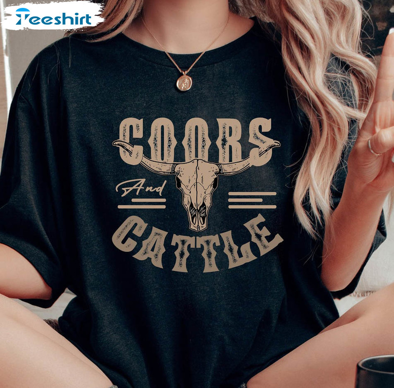 Coors And Cattle Trending Shirt, Cow Skull Rodeo Unisex T-shirt Long Sleeve