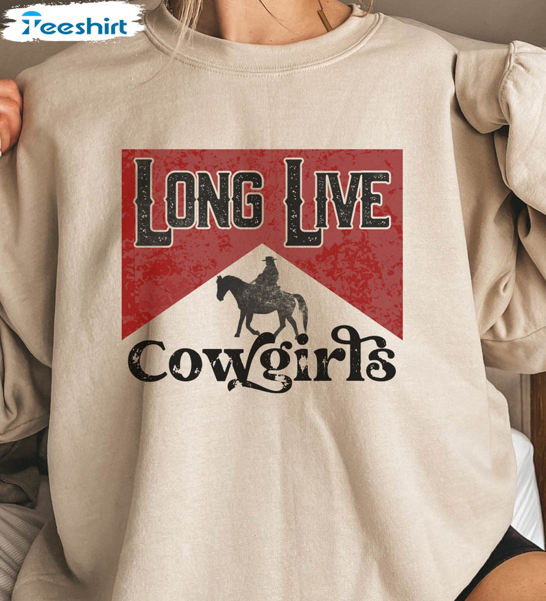 Long Live Cowgirls Sweatshirt, Western Horses Crewneck Unisex Hoodie