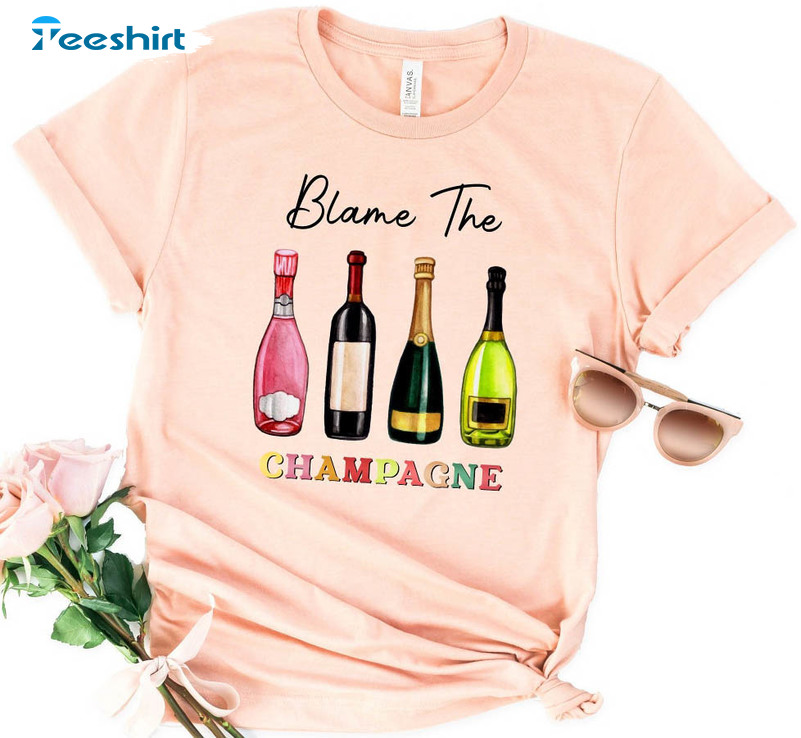Blame The Champagne Shirt, Vintage New Years Crewneck Unisex Hoodie