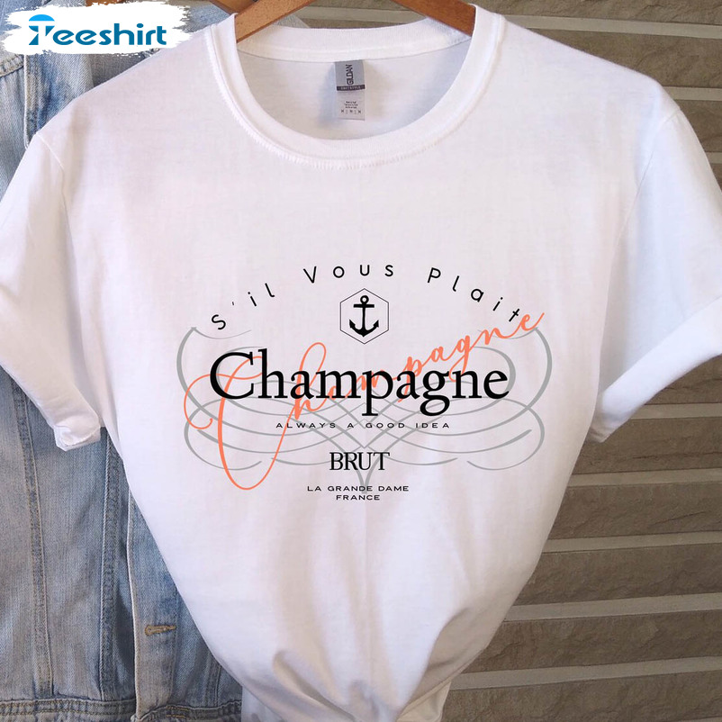 Champagne Veuve Rose Shirt, Bridesmaid Brunch Unisex T-shirt Crewneck