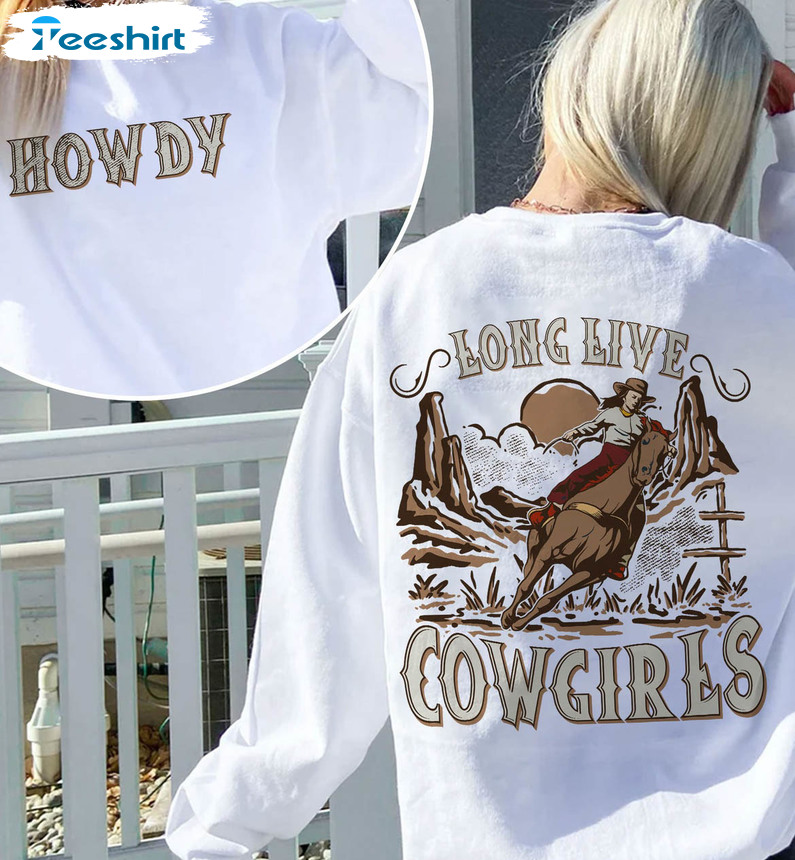 Long Live Cowgirls Shirt, Cactus Vintage Short Sleeve Crewneck