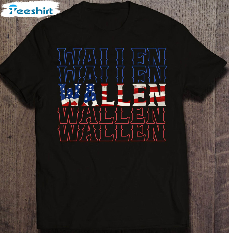 Cute Wallen Shirt, Wallen American Flag Sweatshirt Short Sleeve