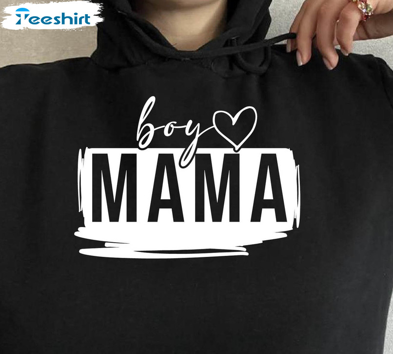 Boy Mama Trendy Shirt, Vintage Short Sleeve Sweatshirt For Mom