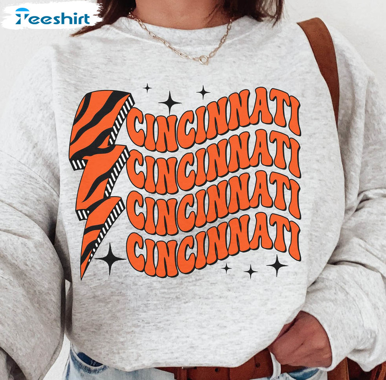 Cincinnati Football Shirt, Bengals Trendy Short Sleeve Crewneck