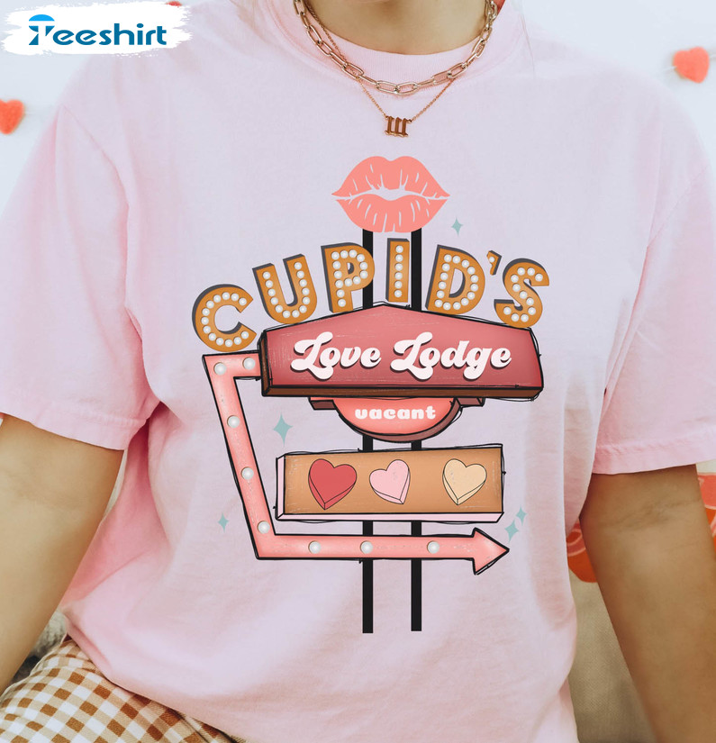 Cupids Love Lodge Sweatshirt, Valentines Day Short Sleeve Long Sleeve