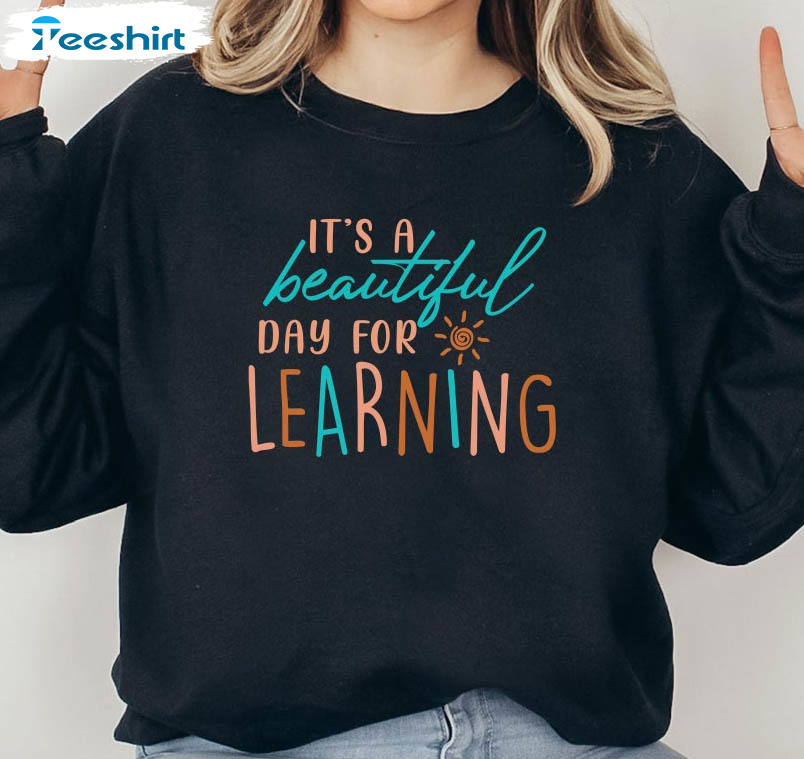 It's Beautiful Day For Learning Vintage Shirt, Teacher Short Sleeve Tee Tops